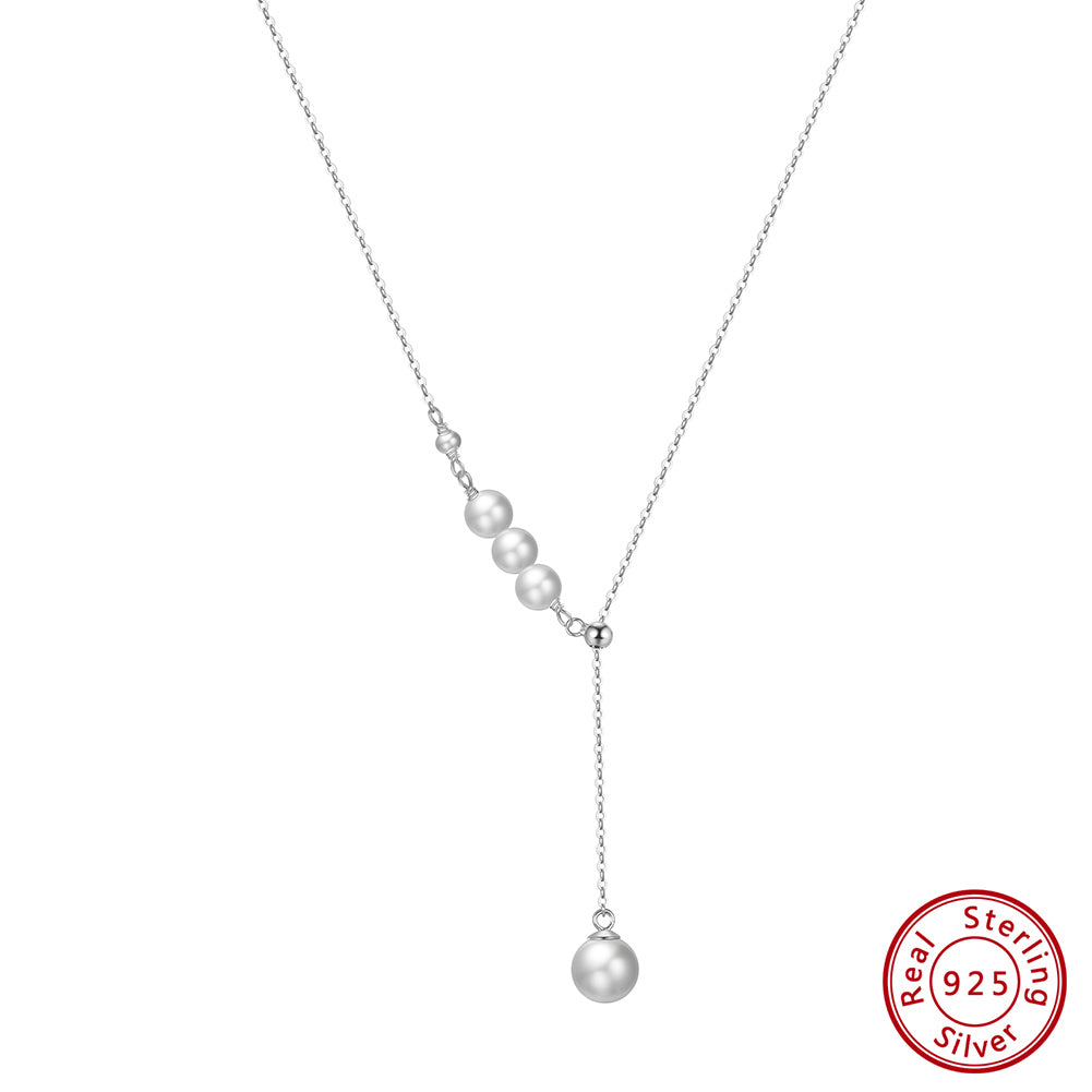 Sterling silver freshwater pearl Y necklace with elegant drop design – Lotus N Rose