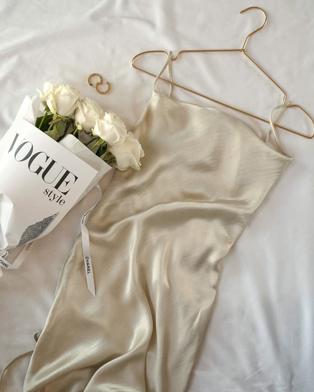 elegant silk dress on white background