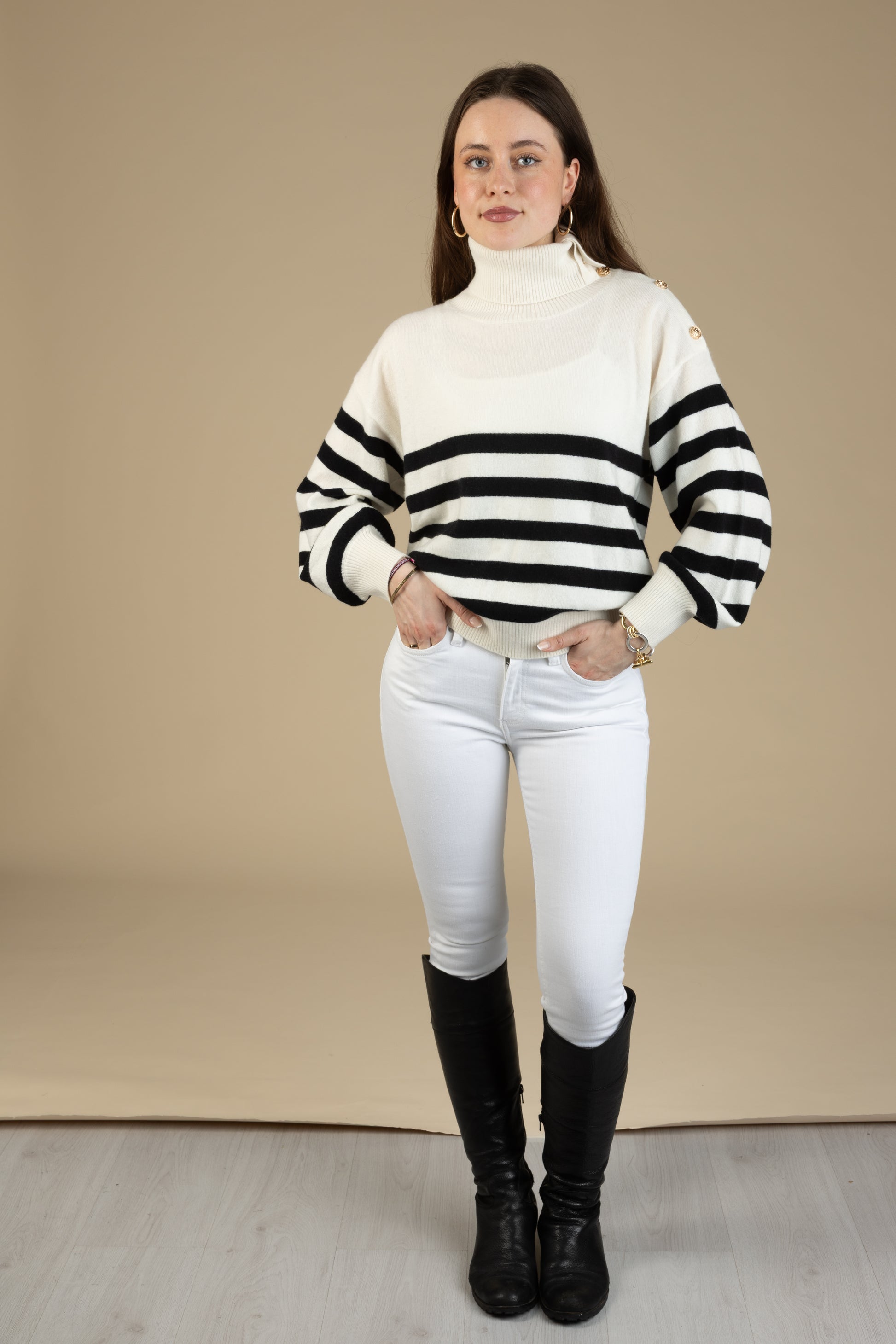 Chelsea Striped Cashmere Turtleneck