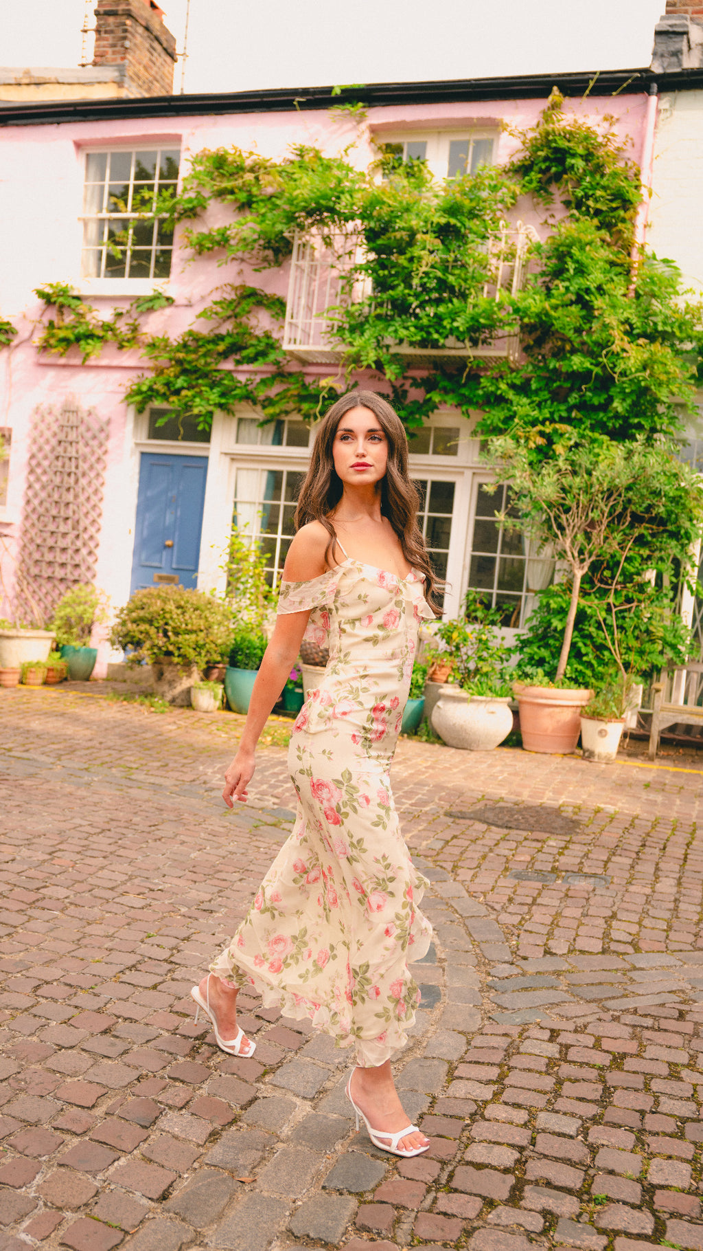 Florence asymmetrical vintage rose print dress