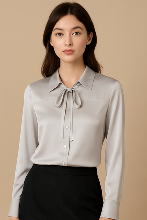 Arabella Grace Silk Bow-Tie Blouse