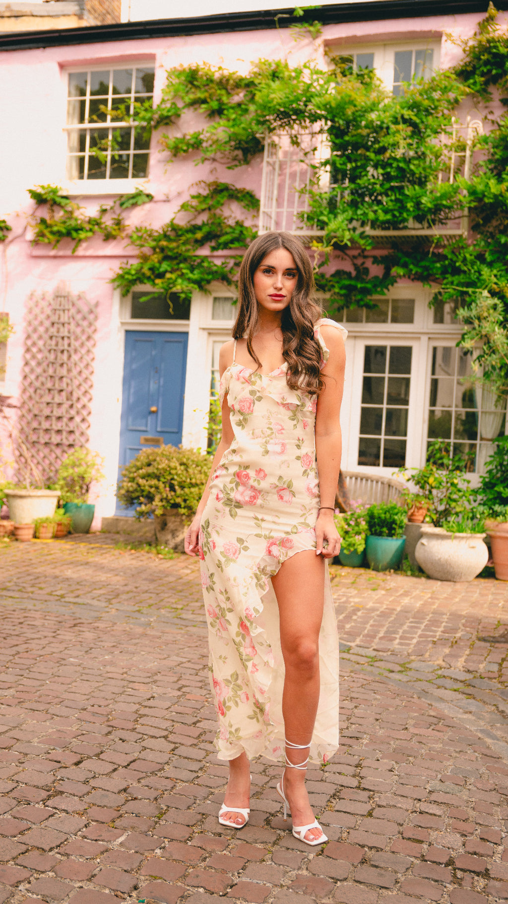 Florence asymmetrical vintage rose print dress