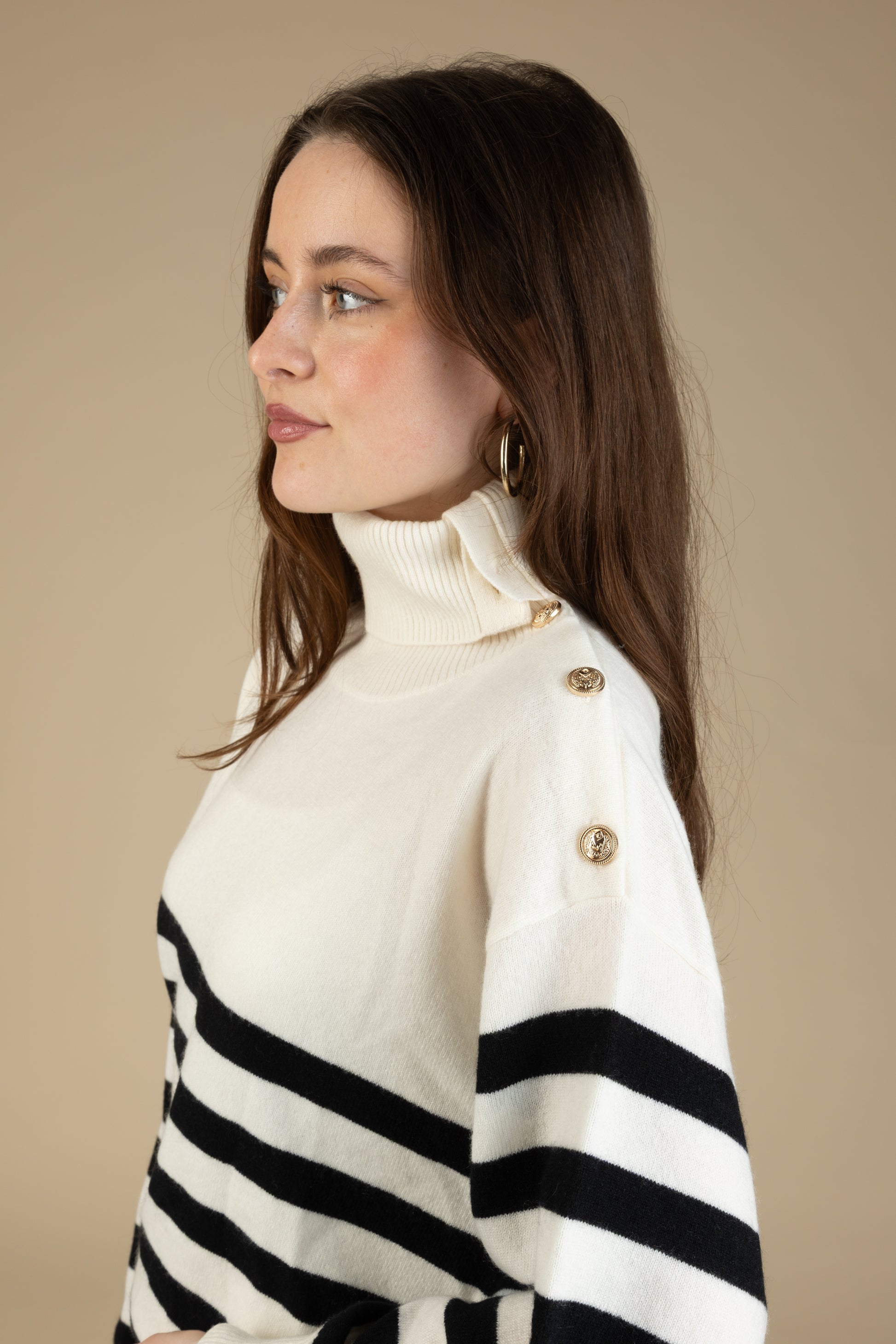 Chelsea Striped Cashmere Turtleneck