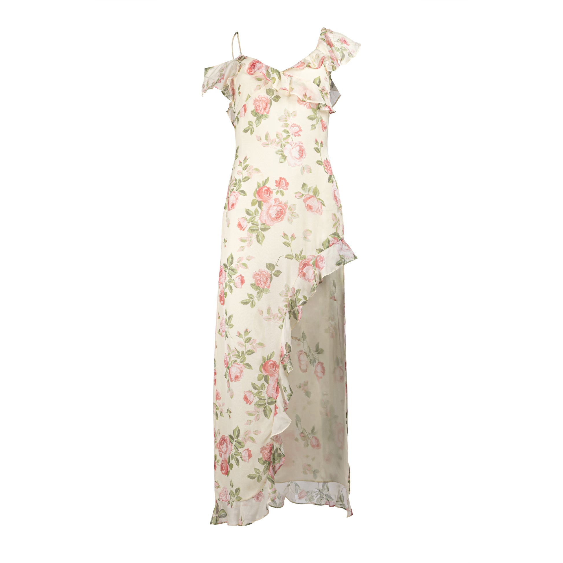 Florence asymmetrical vintage rose print dress