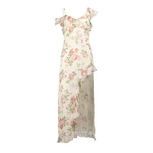 Florence asymmetrical vintage rose print dress