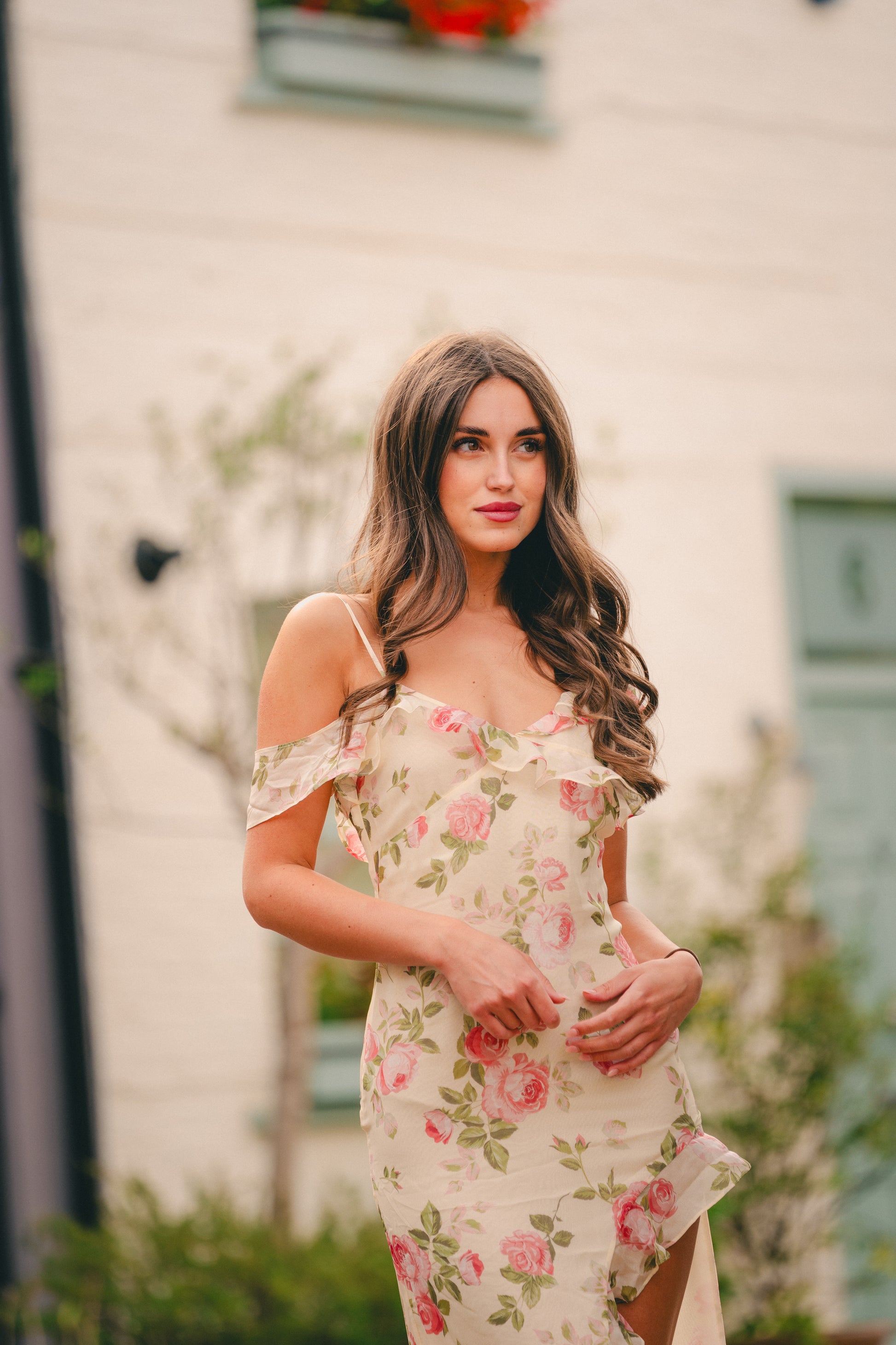 Florence asymmetrical vintage rose print dress