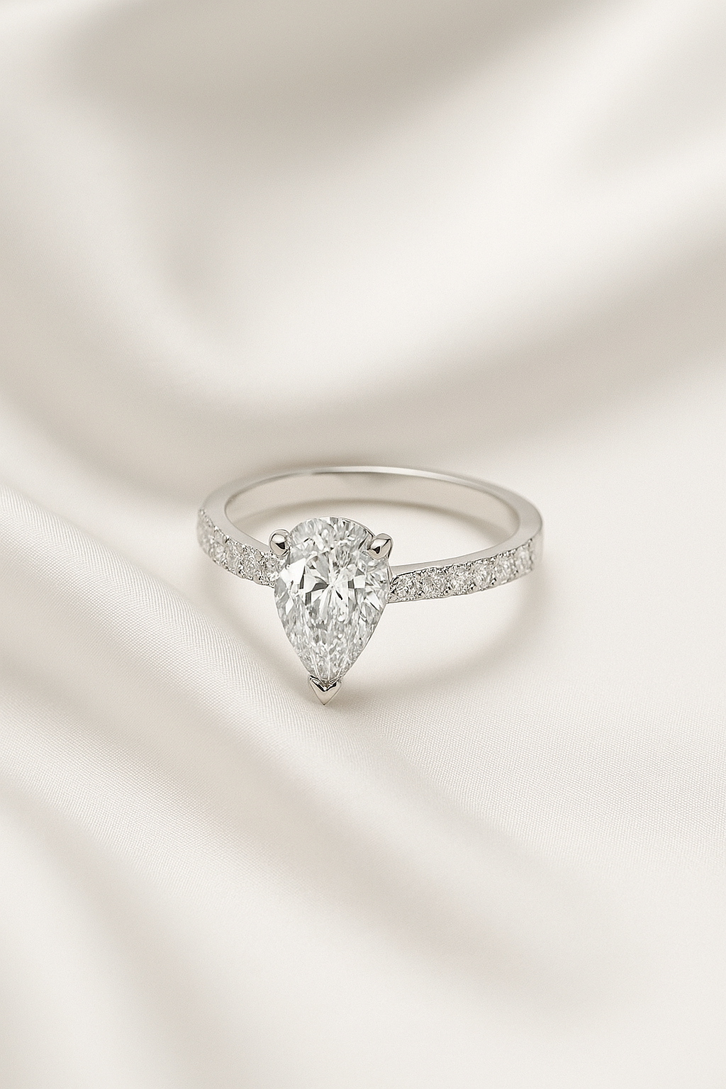 Pear cut silver engagement ring – timeless elegant jewellery for women