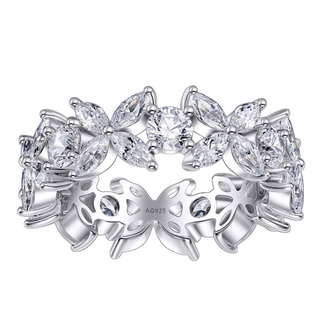 Eterna Petal Band sterling silver floral eternity ring with petal design