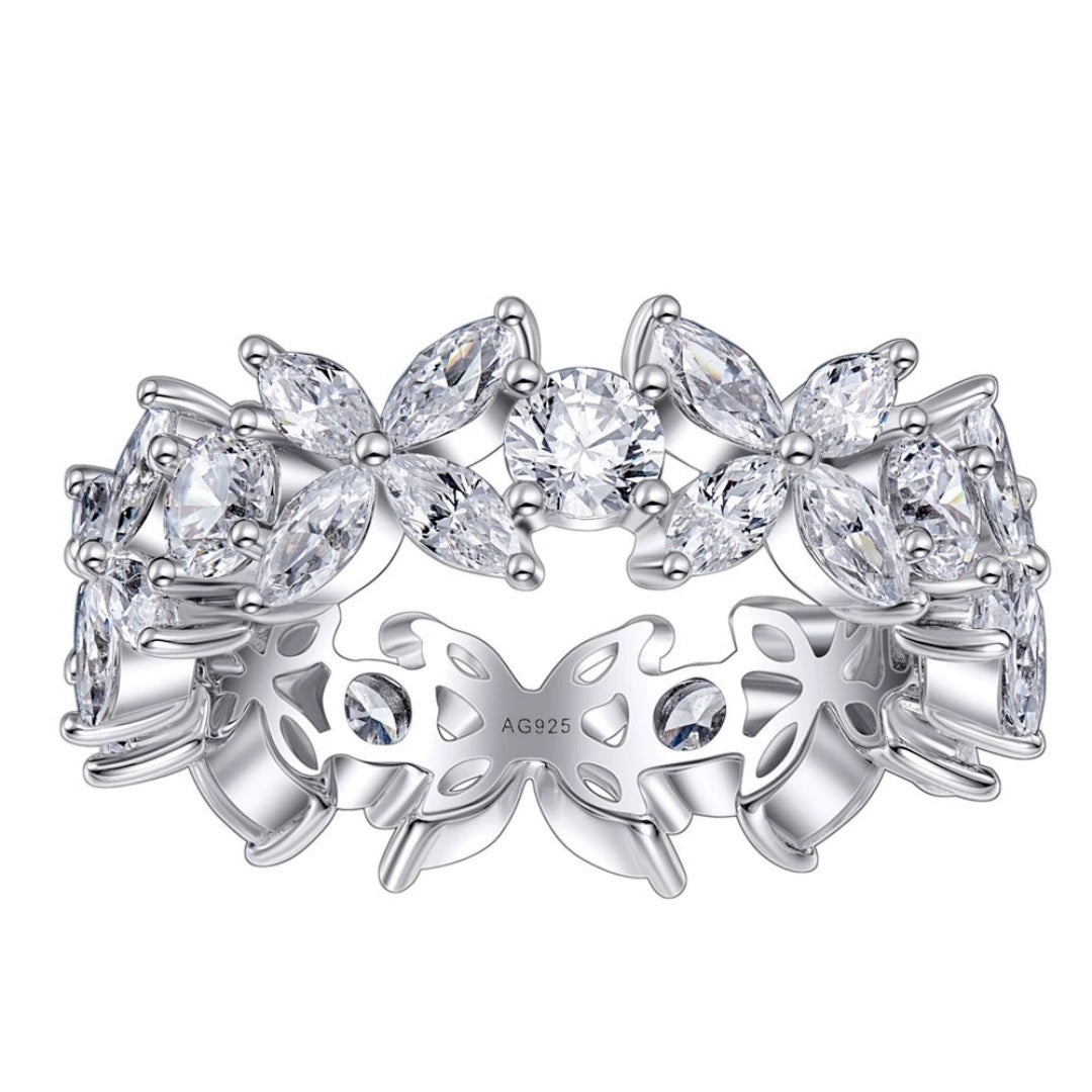 Eterna Petal Band sterling silver floral eternity ring with petal design