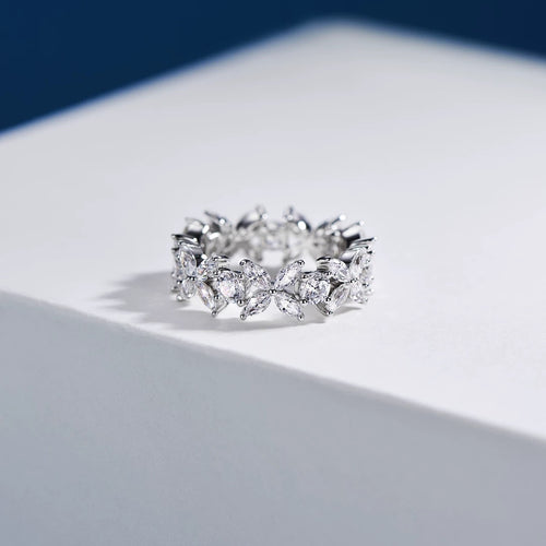 Eterna Petal Band sterling silver floral eternity ring with petal design