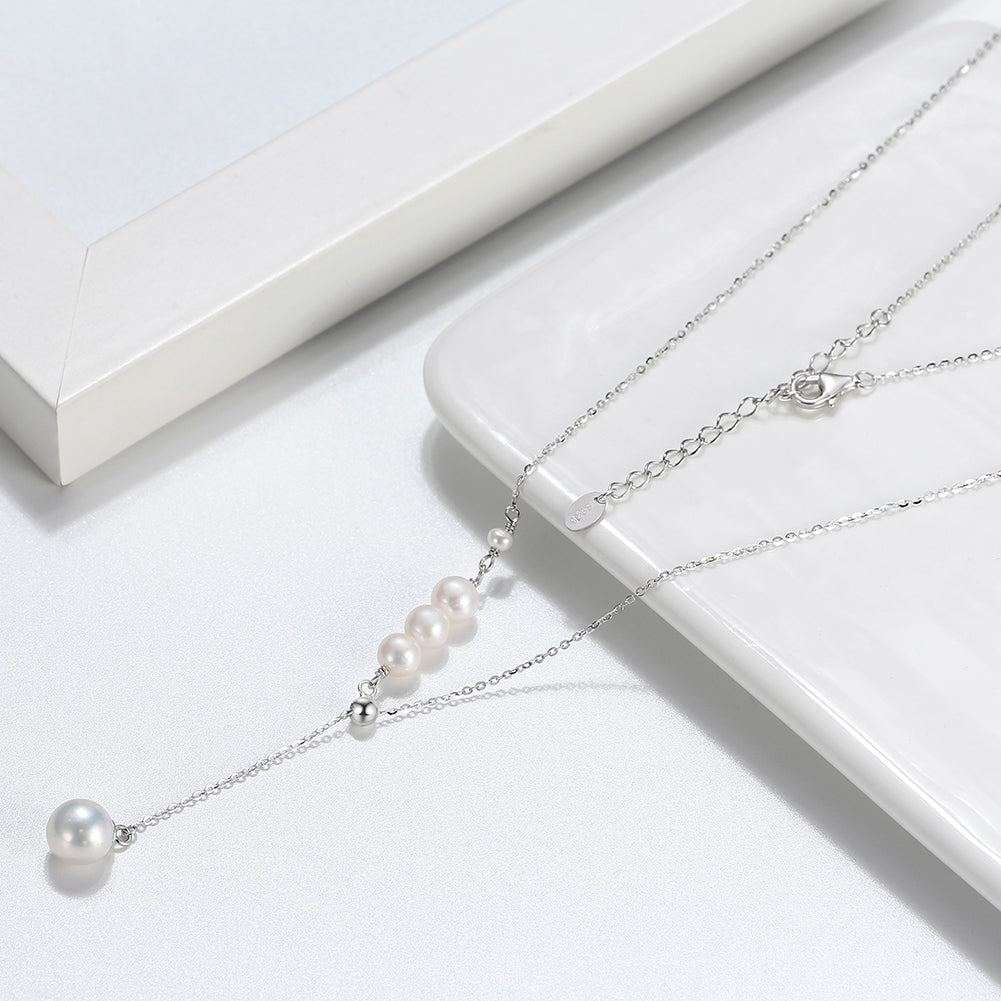 Sterling silver freshwater pearl Y necklace with elegant drop design – Lotus N Rose