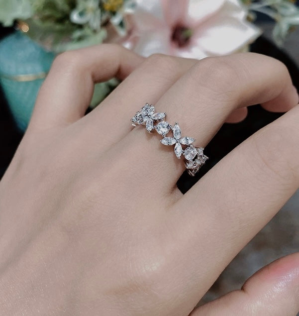 Eterna Petal Band – Elegant Sterling Silver Floral Eternity Ring for Women | Lotus N Rose